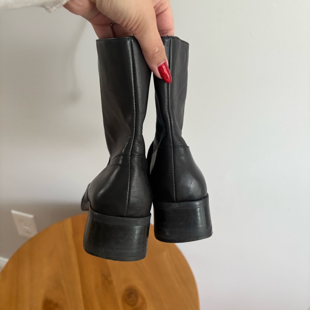 Vintage 90s Y2K Nine West square toe black leather boots size 6 carolyn bessette - Picture 9 of 11